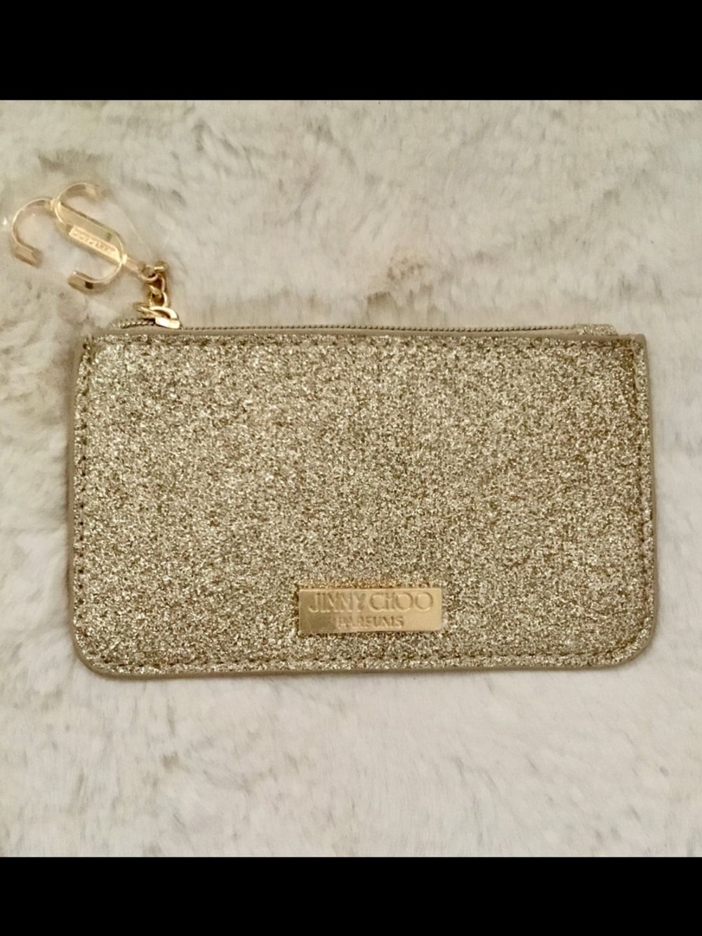 Jimmy Choo Gold Glitter Card Holder Or Cosmetic Pouch